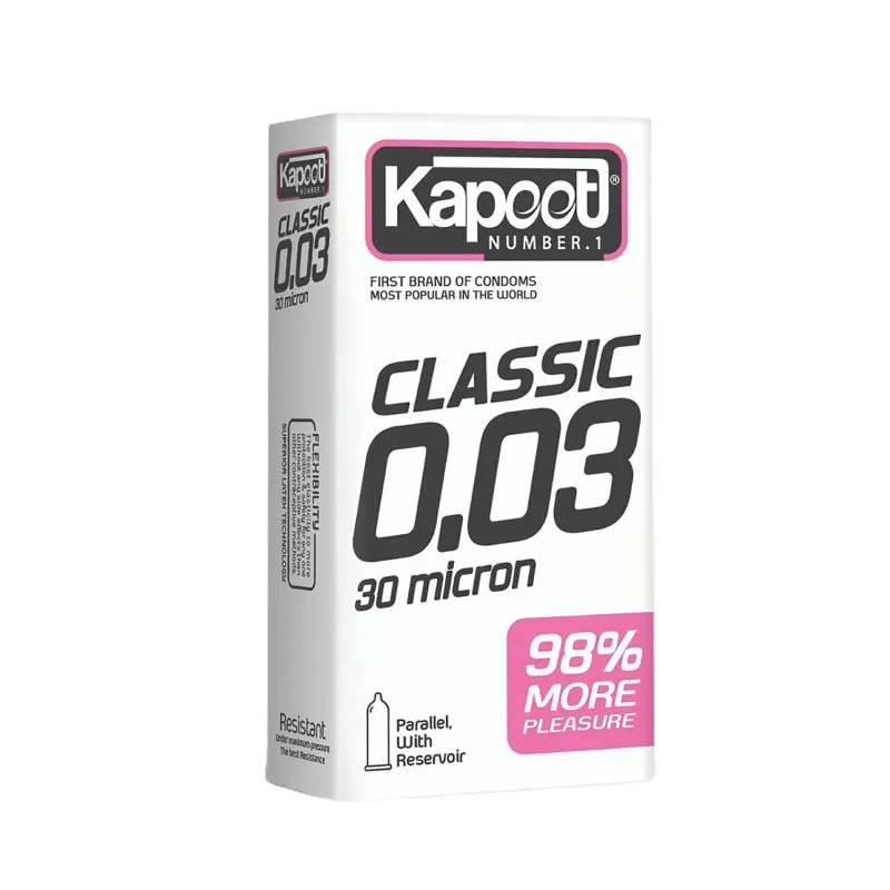 کاندوم فوق نازک CLASSIC کاپوت مدل سی میکرون بسته 10 عددی ا Kapoot CLASSIC 30 Micron Condoms 10PSC gallery0